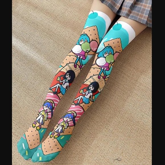 Accessories New Anime Kidcore Print Over The Knee Socks Poshmark